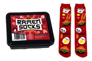 clover company funny novelty socks – ramen noodles – fun gifts for teenage girls, boys, women, men – birthday, stocking stuffer, secret santa – cute cool fun weird stuff, red, one size