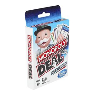 monopoly deal card game, quick-playing card game for 2-5 players, game for families and kids ages 8 and up