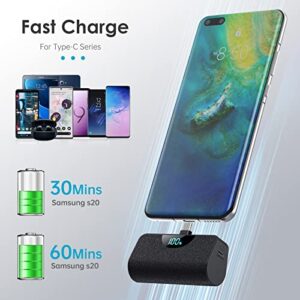 Mini Portable Charger USB-C Power Bank 5200mAh,Ultra Compact LCD Display Battery Pack Backup Charger Compatible with Samsung Galaxy S21/S20/S10/S9,Note 20/10/9,Moto,LG,Google Pixel,Android Phones etc