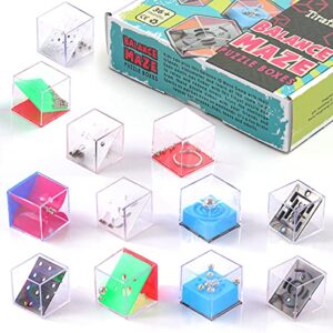 balance iq maze game mini fidget puzzle box 12pcs for kids and adults brain teaser puzzle cubes for challenge, decompression and special needs best stocking stuffers &party favor games, prizes gifts
