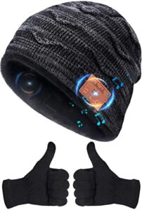highever bluetooth beanie hat stocking stuffers for men women v5.0 wireless musical bluetooth cap beanie with speaker for outdoor winter sport tech birthday mens gifts for him/teens/boys/girls black