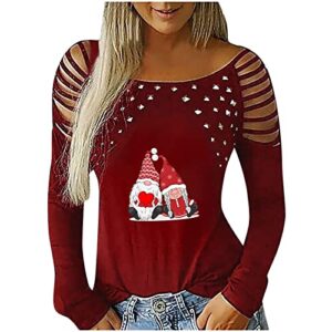 Women's Valentines Tops Happy New Year Cards Shirts Stocking Stuffers for Teens Novelty Item Finders Red