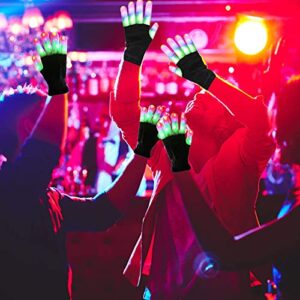 3 Pairs LED Gloves 5 Colors 6 Modes Light Up Gloves Kids Teens New Years Eve Party Supplies Christmas Stocking Stuffers