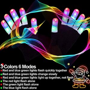 3 Pairs LED Gloves 5 Colors 6 Modes Light Up Gloves Kids Teens New Years Eve Party Supplies Christmas Stocking Stuffers