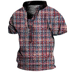 Men's T-Shirt Outdoor Zipper Retro Print Tees Loose Short Sleeve Top Summer Casual Shirt Comfortable Blouse Tops Generic Shirts for Men Button Light Blue Button Up T Shirts Men