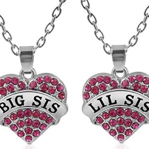 Cute Gifts for Girls, Teens, Tweens, Nieces, Granddaughters, Stocking Stuffer Ideas, Big Sis & Lil Sis Valentine Heart Necklace Set, 2 Sister Necklaces for Teens & Girls, Big & Little Sisters Jewelry Gifts for Twin Girls, Christmas Jewelry Presents (Dark