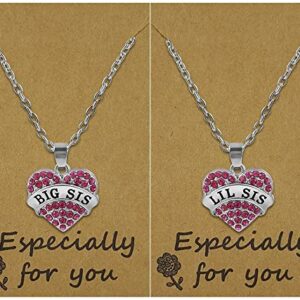 Cute Gifts for Girls, Teens, Tweens, Nieces, Granddaughters, Stocking Stuffer Ideas, Big Sis & Lil Sis Valentine Heart Necklace Set, 2 Sister Necklaces for Teens & Girls, Big & Little Sisters Jewelry Gifts for Twin Girls, Christmas Jewelry Presents (Dark