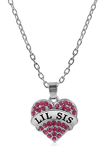 Cute Gifts for Girls, Teens, Tweens, Nieces, Granddaughters, Stocking Stuffer Ideas, Big Sis & Lil Sis Valentine Heart Necklace Set, 2 Sister Necklaces for Teens & Girls, Big & Little Sisters Jewelry Gifts for Twin Girls, Christmas Jewelry Presents (Dark