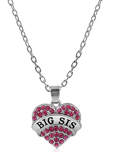 Cute Gifts for Girls, Teens, Tweens, Nieces, Granddaughters, Stocking Stuffer Ideas, Big Sis & Lil Sis Valentine Heart Necklace Set, 2 Sister Necklaces for Teens & Girls, Big & Little Sisters Jewelry Gifts for Twin Girls, Christmas Jewelry Presents (Dark