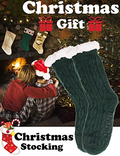 ANTSANG Mens Fuzzy Slipper Socks Fluffy Cozy Cabin Winter Warm Fleece Soft Thick Comfy Anti Slip Christmas Gift Stocking Stuffer for Teen Boys(Green)