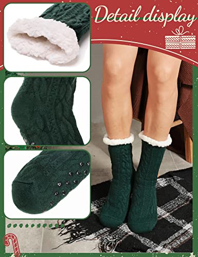 ANTSANG Mens Fuzzy Slipper Socks Fluffy Cozy Cabin Winter Warm Fleece Soft Thick Comfy Anti Slip Christmas Gift Stocking Stuffer for Teen Boys(Green)