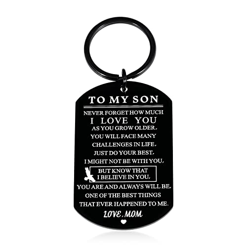 Teen Boys Gift Ideas Son Gifts from Mom Inspirational Keychain for Him Son-in-Law Stepson Birthday Christmas Stocking Stuffers for Teens Valentines Day Gifts for Kids Graduation Gifts Back to School