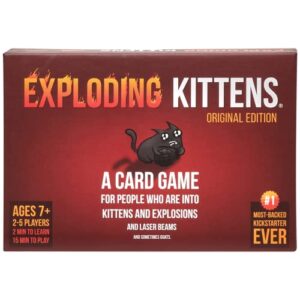 exploding kittens card game – original edition, fun family games for adults teens & kids – fun russian roulette card games – 15 min, ages 7+, 2-5 players
