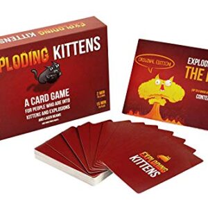 Exploding Kittens Card Game - Original Edition, Fun Family Games for Adults Teens & Kids - Fun Russian Roulette Card Games - 15 Min, Ages 7+, 2-5 Players