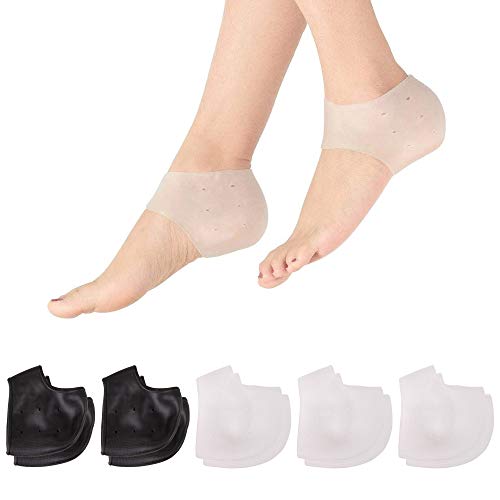 (5 Pairs) Heel Protectors, Heel Cups for Heel Pains, Silicone Heel Pads Cushion, Heal Dry Cracked Heels, Universal Size, Stocking Stuffers for Women Teen Girls Adults Wife Mom for Her