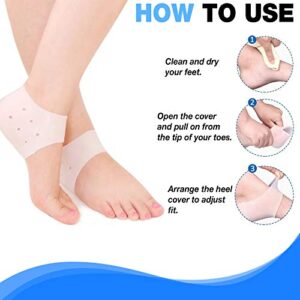 (5 Pairs) Heel Protectors, Heel Cups for Heel Pains, Silicone Heel Pads Cushion, Heal Dry Cracked Heels, Universal Size, Stocking Stuffers for Women Teen Girls Adults Wife Mom for Her