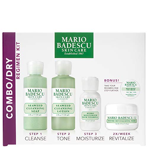 Mario Badescu Combo/Dry Regimen 5 Piece Kit, Skincare Gift Set Includes Seaweed Cleansing Soap, Seaweed Cleansing Lotion, Hydro Moisturizer, Enzyme Revitalizing Mask, and Hyaluronic Eye Cream