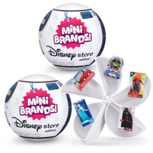 5 surprise disney mini brands collectible toys by zuru – great stocking stuffers – disney store edition, 2 capsules of 5 mystery toys for kids, teens, and adults (amazon exclusive)