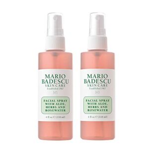 Mario Badescu Facial Spray with Aloe, Herbs and Rosewater for All Skin Types | Face Mist that Hydrates, Rejuvenates & Clarifies |4 Fl Oz (Pack of 2)