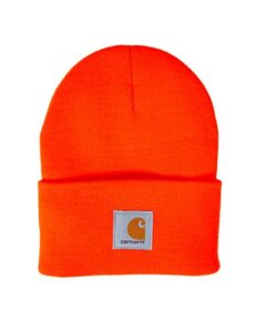 carhartt men’s knit cuffed beanie, bright orange, one size