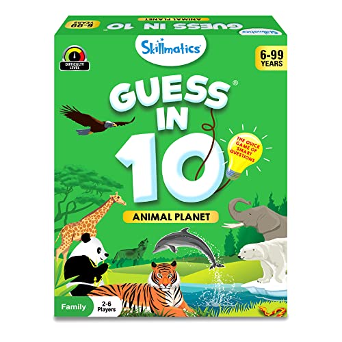 Skillmatics Card Game - Guess in 10 Animal Planet, Gifts for 6 Year Olds and Up, Quick Game of Smart Questions, Fun Family Game