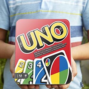 UNO Card Game, Gift for Kids and Adults, Family Game for Camping and Travel in Storage Tin Box [Amazon Exclusive]