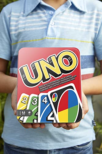 UNO Card Game, Gift for Kids and Adults, Family Game for Camping and Travel in Storage Tin Box [Amazon Exclusive]