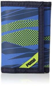 puma kids’ little rise trifold wallet, navy/green, one size