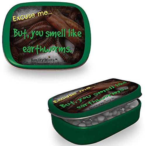 Gears Out You Smell Like Earthworms Mints Weird Gag for Friends Funny Easter Silly Stocking Stuffers for Fishermen Teen Boys Peppermint Breath Mints Stocking Ideas for Men Kids Worm Gags Fishing