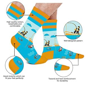 AGRIMONY Funny Fishing Socks for Men Teen Boys-I’d Rather Be Fishing Fun Novelty Funky Cool Crazy Silly Crew Socks-Valentines Day Funny Fisherman Fishing Gifts Christmas Stocking Stuffers