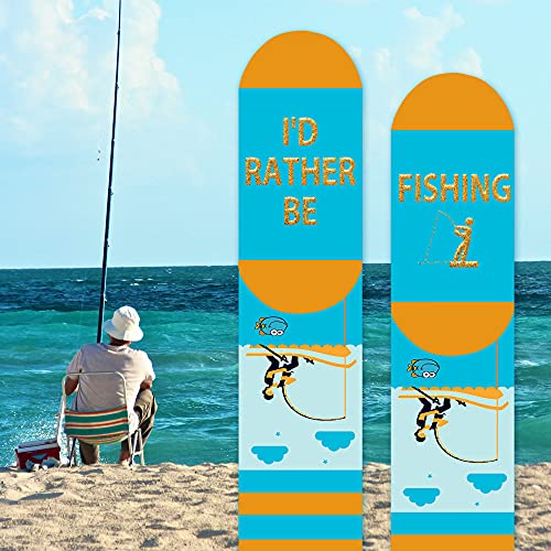 AGRIMONY Funny Fishing Socks for Men Teen Boys-I’d Rather Be Fishing Fun Novelty Funky Cool Crazy Silly Crew Socks-Valentines Day Funny Fisherman Fishing Gifts Christmas Stocking Stuffers