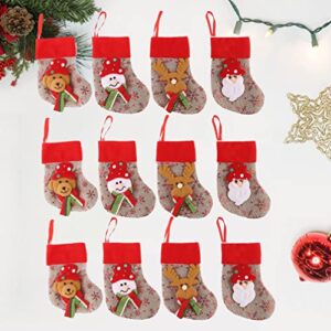 Amosfun Old Men Gifts 12pcs Christmas Stockings Cloth Bag Christmas Hanging Socks Christmas Tree Decorations for Party Kids Teens Stocking Stuffer