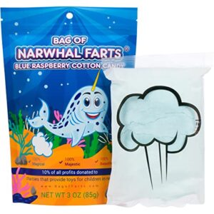 bag of narwhal farts cotton candy funny gift for all ages unique birthday for friends, mom, dad, girl, boy funny easter basket stuffer gag gift