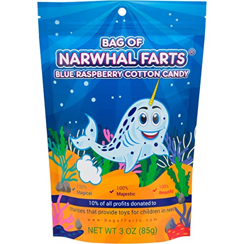 Bag of Narwhal Farts Cotton Candy Funny Gift for All Ages Unique Birthday for Friends, Mom, Dad, Girl, Boy Funny Easter Basket Stuffer Gag Gift