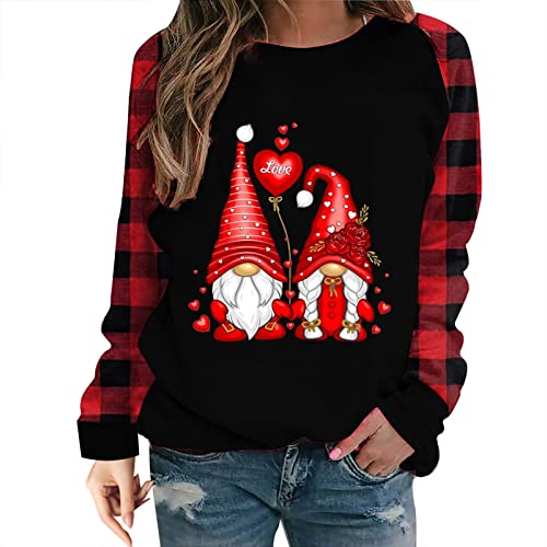 Women's Valentines Tops Happy New Year Shirts Stocking Stuffers for Teens Long Sleeve Shirts for Women Black