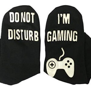 Horande Novelty Cotton Socks Do Not Disturb Socks Funny Gifts for Men Women Gamers, Black, Medium