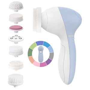facial cleansing brush face scrubber: coslus 7in1 jbk-d electric exfoliating spin cleanser device waterproof deep cleaning exfoliation rotating spa machine – electronic acne skin wash spinning system