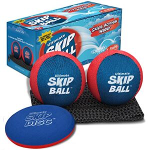 activ life skip ball, 2 pack (red, blue), water skipping ball, skip balls for swimming pools, pool ball and pool toy for kids, easter basket stuffer gift for kids
