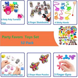 52 Pack Party Favors Toy Assortment Bundle for Kids,Birthday Bag Fillers Stocking Stuffers,Carnival Prizes School Classroom Rewards Treasure Box Toys Pinata Stuffers Goodie Bags Bulk Toys