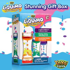 Yoya Toys Liquimo - Liquid Motion Bubbler for Kids and Adults (3-Pack) - Hourglass Liquid Bubbler - Timer for Sensory Play, Fidget Toy - Stress Management - Cool Desk Décor