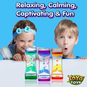 Yoya Toys Liquimo - Liquid Motion Bubbler for Kids and Adults (3-Pack) - Hourglass Liquid Bubbler - Timer for Sensory Play, Fidget Toy - Stress Management - Cool Desk Décor