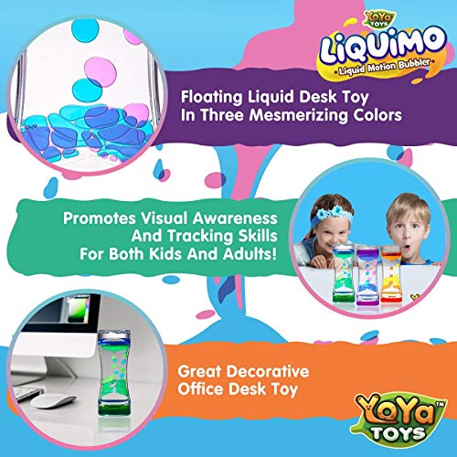 Yoya Toys Liquimo - Liquid Motion Bubbler for Kids and Adults (3-Pack) - Hourglass Liquid Bubbler - Timer for Sensory Play, Fidget Toy - Stress Management - Cool Desk Décor