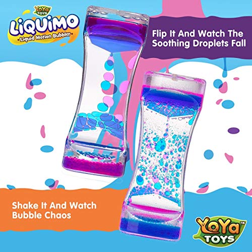 Yoya Toys Liquimo - Liquid Motion Bubbler for Kids and Adults (3-Pack) - Hourglass Liquid Bubbler - Timer for Sensory Play, Fidget Toy - Stress Management - Cool Desk Décor