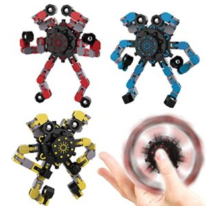 3pcs fidget spinners,diy deformable robot fingertip toys,decompression spinner,deformable creative mechanical gyro toys,stress relief mechanical chain toy easter basket stuffers for kids adults