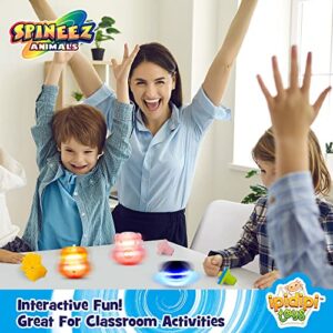 Light Up Animal Spinning Tops for Kids, 8 UFO Toys with Flashing LED Lights, Fun Birthday Party Favors, Goodie Bag Fillers Gift for Boys and Girls 3 4 5 6 7 8