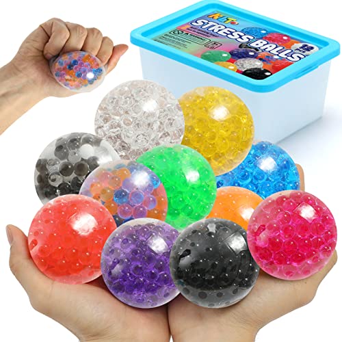 KLT Sensory Stress Balls Set 12 Pack for Adults and Kids - Sensory Toys for Autistic Children, Fidget Toys Stress Relief, Squishy Toys for Students, Prize Box Toys for Classroom, Party Favors