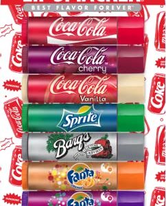 Lip Smacker Coca-Cola Flavored Lip Balm, 8 Count, Flavors Coke, Cherry Coke, Vanilla Coke, Sprite, Root Beer, Orange Fanta, Grape Fanta, Strawberry Fanta