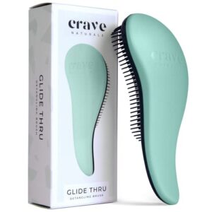 crave naturals glide thru detangling hair brush for adults & kids hair – detangler brush for natural, curly, straight, wet or dry hair – hairbrush for men & women – 1 pack – turquoise