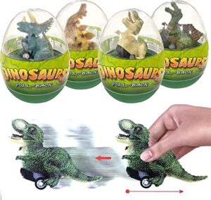 4 pack jumbo eggs with dinosaur pull back cars, dinosaur toys for kids,dino vehicles for christmas party favors,goodie bag, birthday gifts