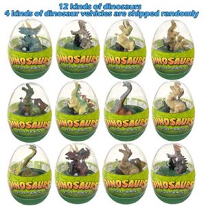 4 Pack Jumbo Eggs with Dinosaur Pull Back Cars, Dinosaur Toys for Kids,Dino Vehicles for Christmas Party Favors,Goodie Bag, Birthday Gifts